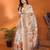 white pashmina silk weaving saree with unstitched blouse piece
