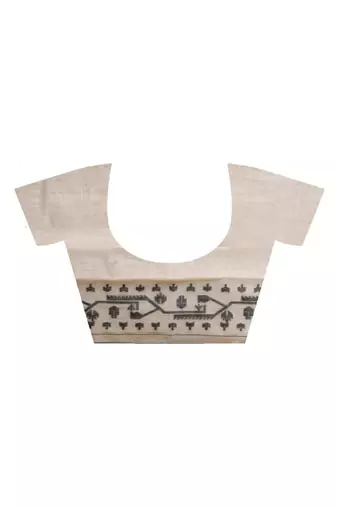 cream woven design silk cotton handloom jamdani saree