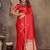 red ethnic motifs zari silk blend banarasi saree