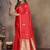 red ethnic motifs zari silk blend banarasi saree