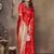 red ethnic motifs zari silk blend banarasi saree