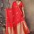 red ethnic motifs zari silk blend banarasi saree