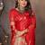 red ethnic motifs zari silk blend banarasi saree