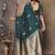 teal ethnic motifs zari silk blend banarasi saree