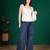 Off-white cotton printed top for women