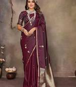maroon ethnic motifs zari silk blend banarasi saree