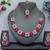 Pink color rhodium plating festive wear designer necklace set