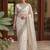 off_white embellished embroidered net designer saree