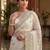 off_white embellished embroidered net designer saree