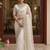 off_white embellished embroidered net designer saree