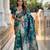 teal woven design zari silk blend banarasi saree