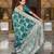 teal woven design zari silk blend banarasi saree