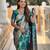 teal woven design zari silk blend banarasi saree