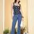 Blue cotton printed top for women