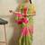 green bandhani handloom ready to wear saree