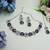 Blue color rhodium plating festive wear designer necklace set