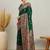 green ethnic motifs zari silk printing saree