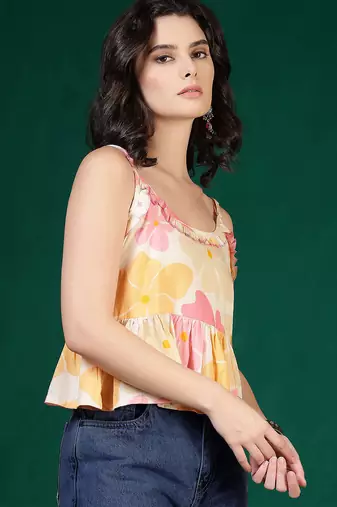 multicolor cotton printed top for women