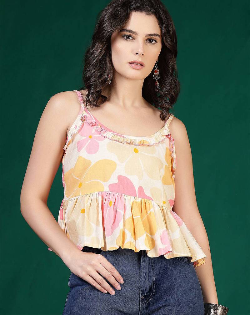 multicolor cotton printed top for women