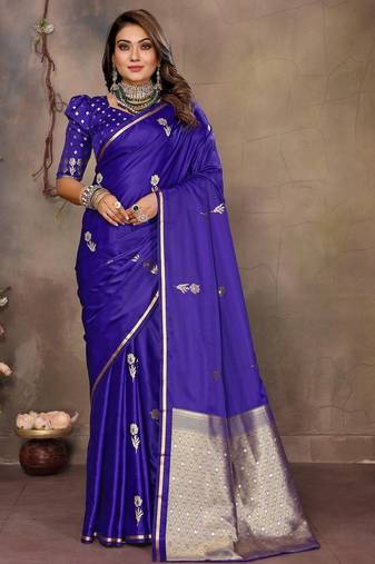 navy_blue ethnic motifs zari silk blend banarasi saree