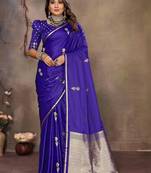 navy_blue ethnic motifs zari silk blend banarasi saree