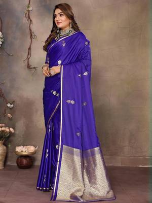 navy_blue ethnic motifs zari silk blend banarasi saree 2
