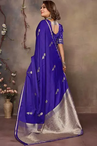 navy_blue ethnic motifs zari silk blend banarasi saree