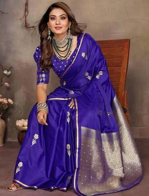 navy_blue ethnic motifs zari silk blend banarasi saree 4
