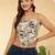 Grey cotton printed top for women