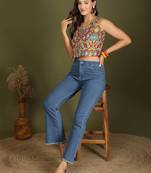 multicolor cotton printed top for women