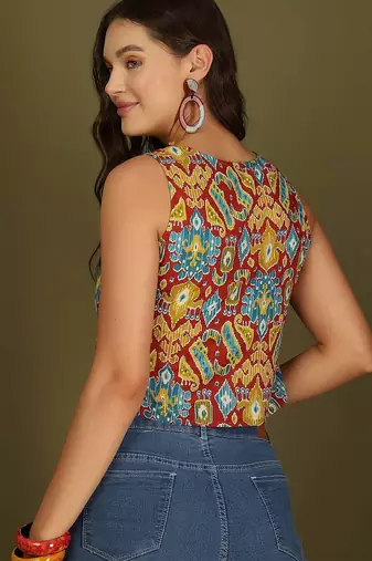multicolor cotton printed top for women