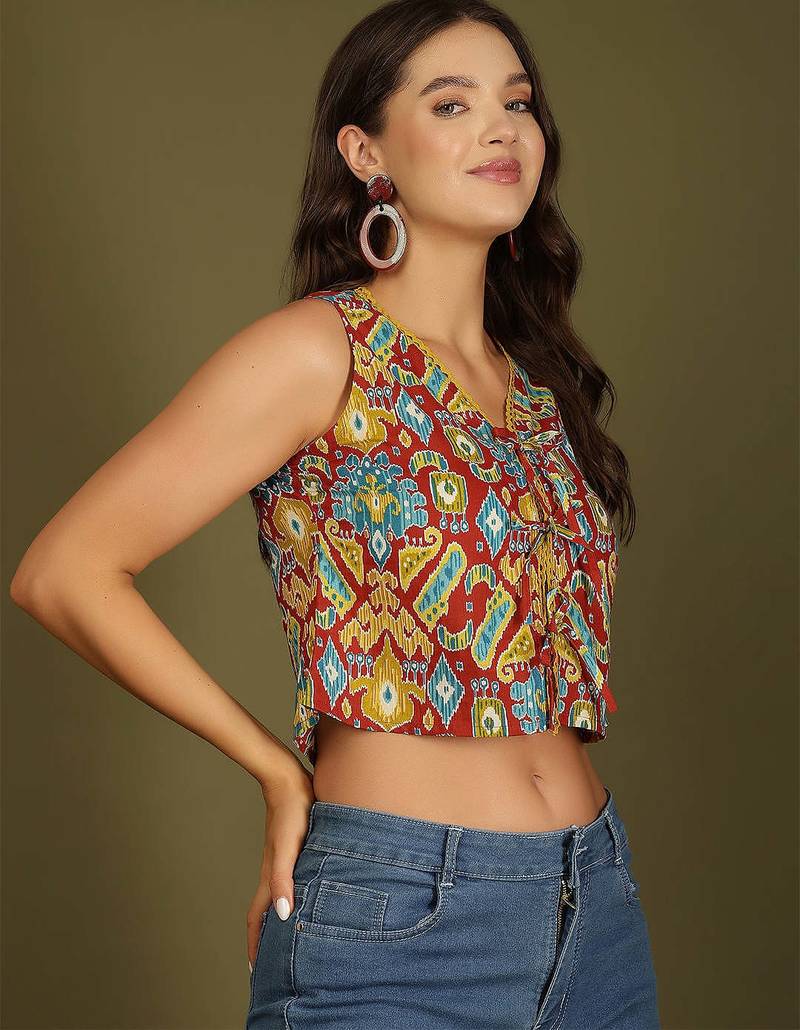multicolor cotton printed top for women