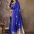 blue ethnic motifs zari silk blend banarasi saree