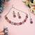 Pink color rhodium plating festive wear designer necklace set