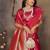magenta ethnic motifs zari silk blend banarasi saree