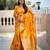 yellow woven design zari silk blend banarasi saree