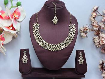 Multicolor color yellow gold plating festive wear designer necklace set 1