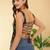 Navy-blue cotton printed top for women