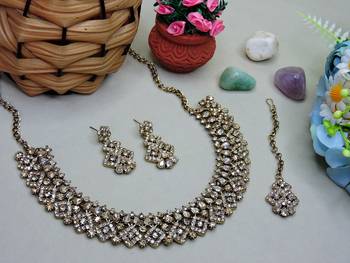 Multicolor color yellow gold plating festive wear designer necklace set 2