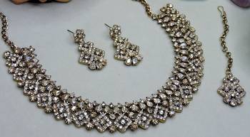 Multicolor color yellow gold plating festive wear designer necklace set 3