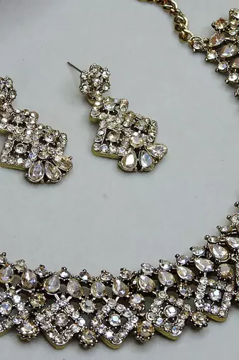 Multicolor color yellow gold plating festive wear designer necklace set
