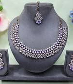 Purple color yellow gold plating festive wear designer necklace set