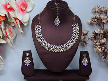 Purple color yellow gold plating festive wear designer necklace set 1