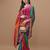 red bandhani printed embroidered bandhani saree