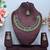 Green color yellow gold plating festive wear designer necklace set