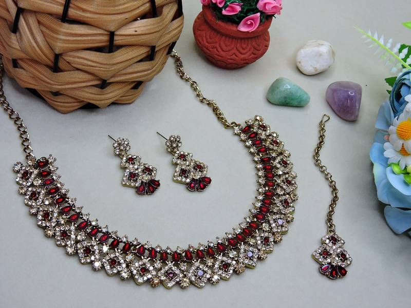 Multicolor color yellow gold plating festive wear designer necklace set