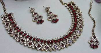Multicolor color yellow gold plating festive wear designer necklace set 2