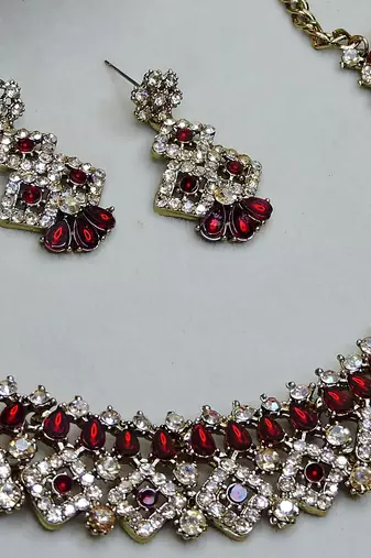 Multicolor color yellow gold plating festive wear designer necklace set