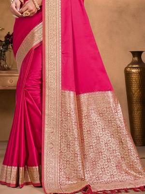 magenta woven design zari silk blend tussar saree 3