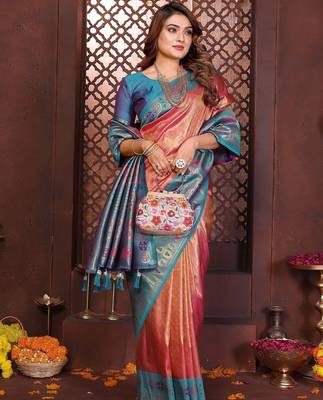 multicolor ethnic motifs zari tissue heavy work paithani saree 2